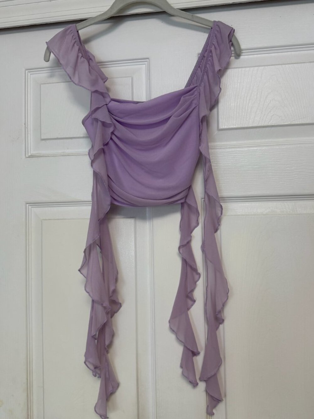 Purple Ruffle Crop Top - Picture 2 of 2